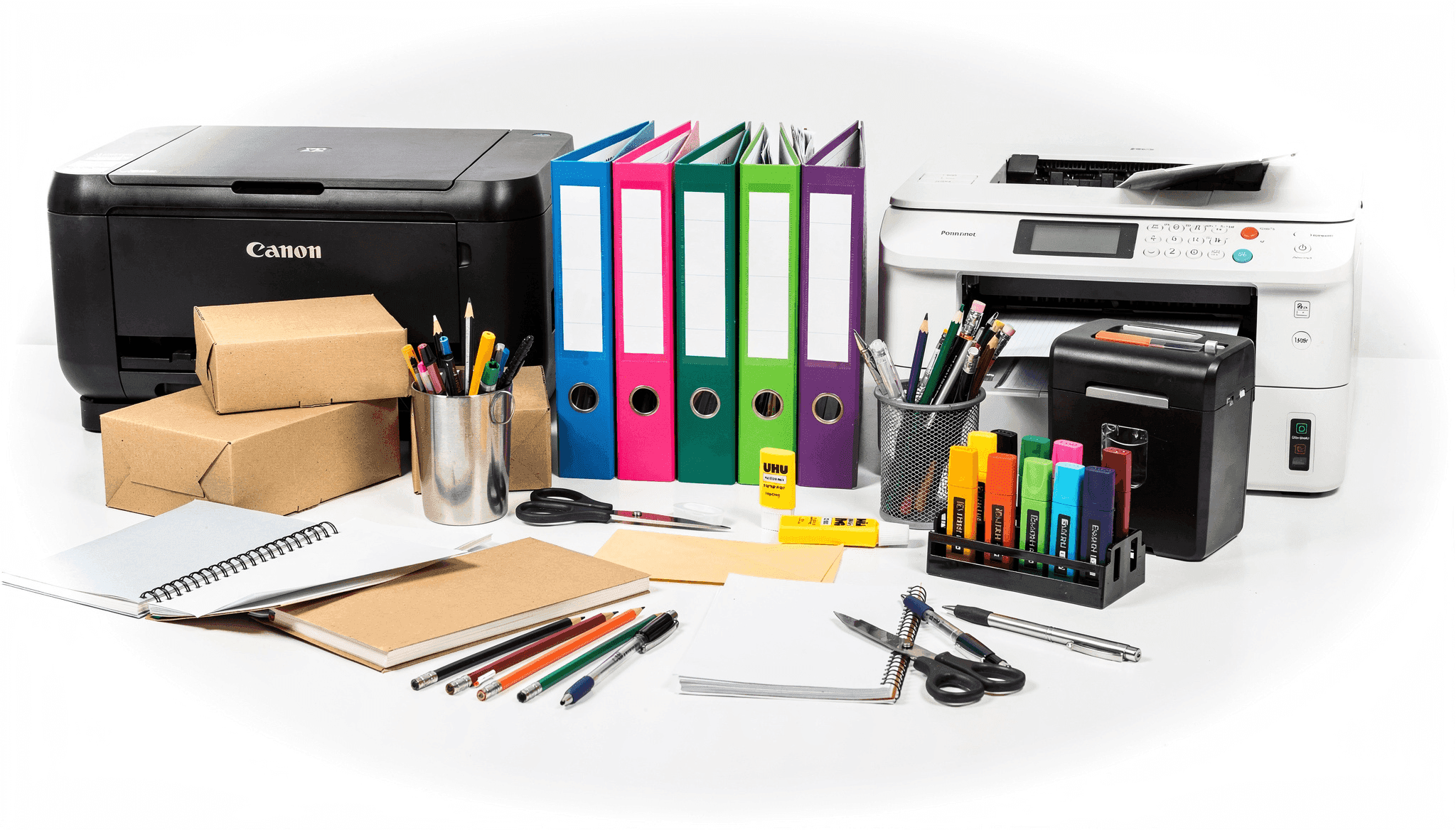 Fournitures de bureau, classeurs et imprimantes