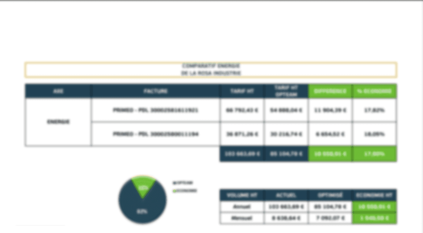Capture comparatif énergie — OPTEAM+ ÉNERGIE