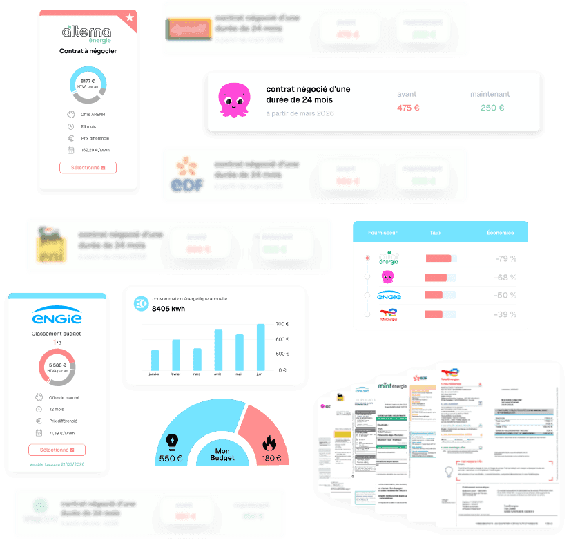 Aperçu OPTEAM+ ÉNERGIE — comparatifs et offres fournisseurs